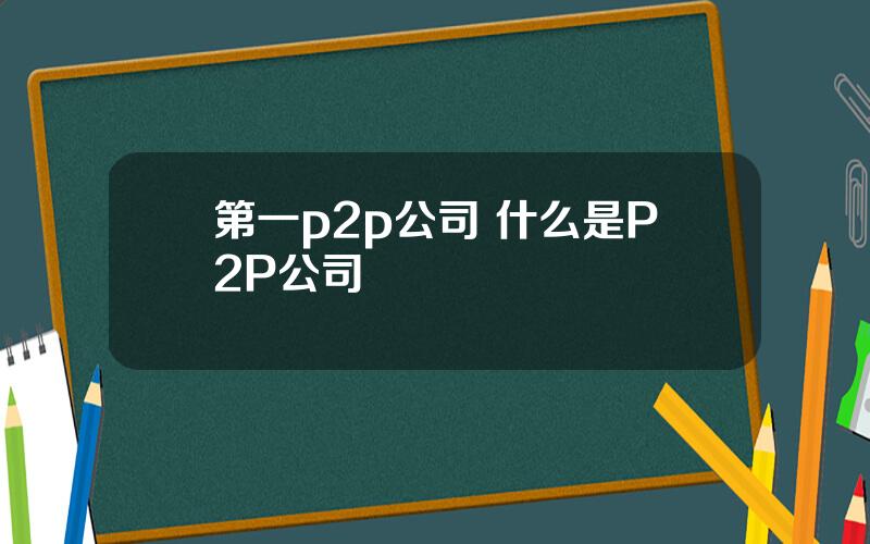 第一p2p公司 什么是P2P公司